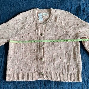 NWT LOFT button front Bobble “popcorn” textured Cardigan in pink and cream XXL